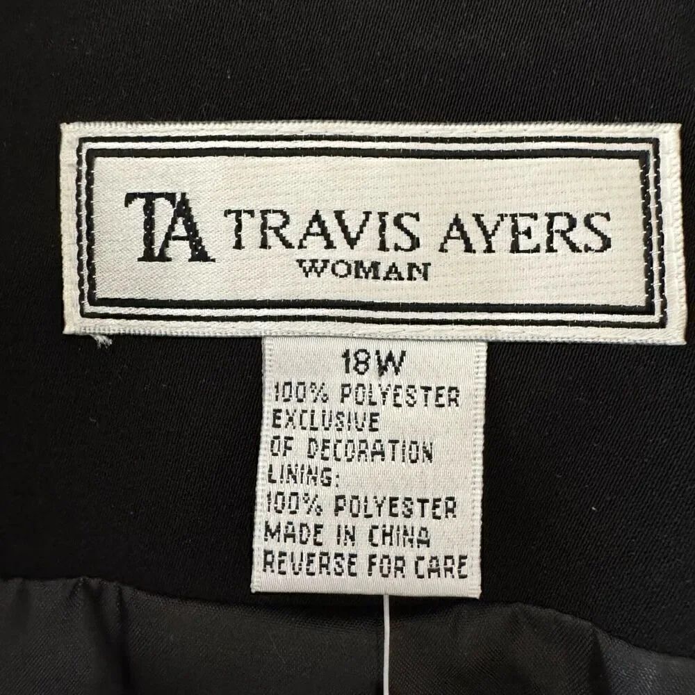 Travis Ayers 2 Piece Black Embroidered Tailored Jacket Skirt Suit Plus SZ 18W - Picture 7 of 16